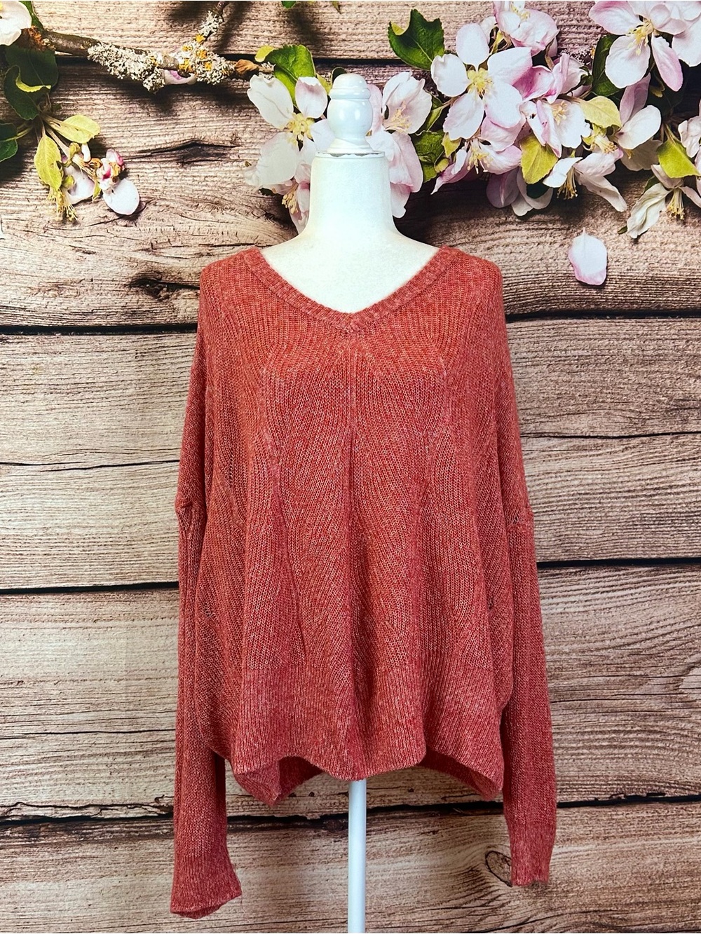 Ophelia Roe Women’s Cotton Coral Cable Knit Relaxed Fit Sweater Plus 3X